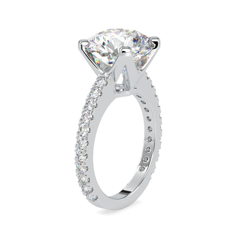 Dazzling Round Shape Brilliant Cut Diamond Side Prong Set Multi Stone Solitaire Ring