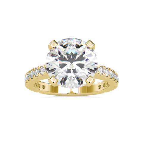 Dazzling Round Shape Brilliant Cut Diamond Side Prong Set Multi Stone Solitaire Ring