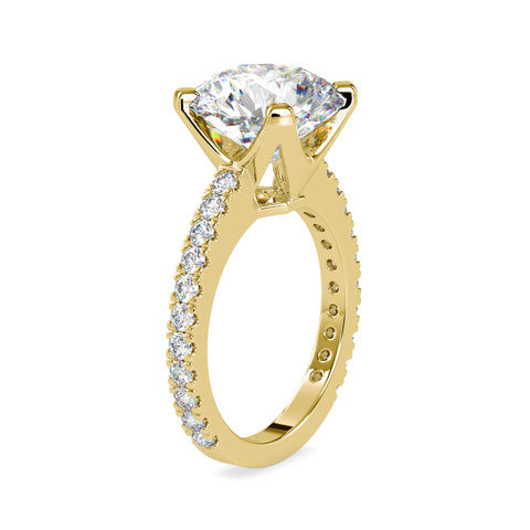 Dazzling Round Shape Brilliant Cut Diamond Side Prong Set Multi Stone Solitaire Ring