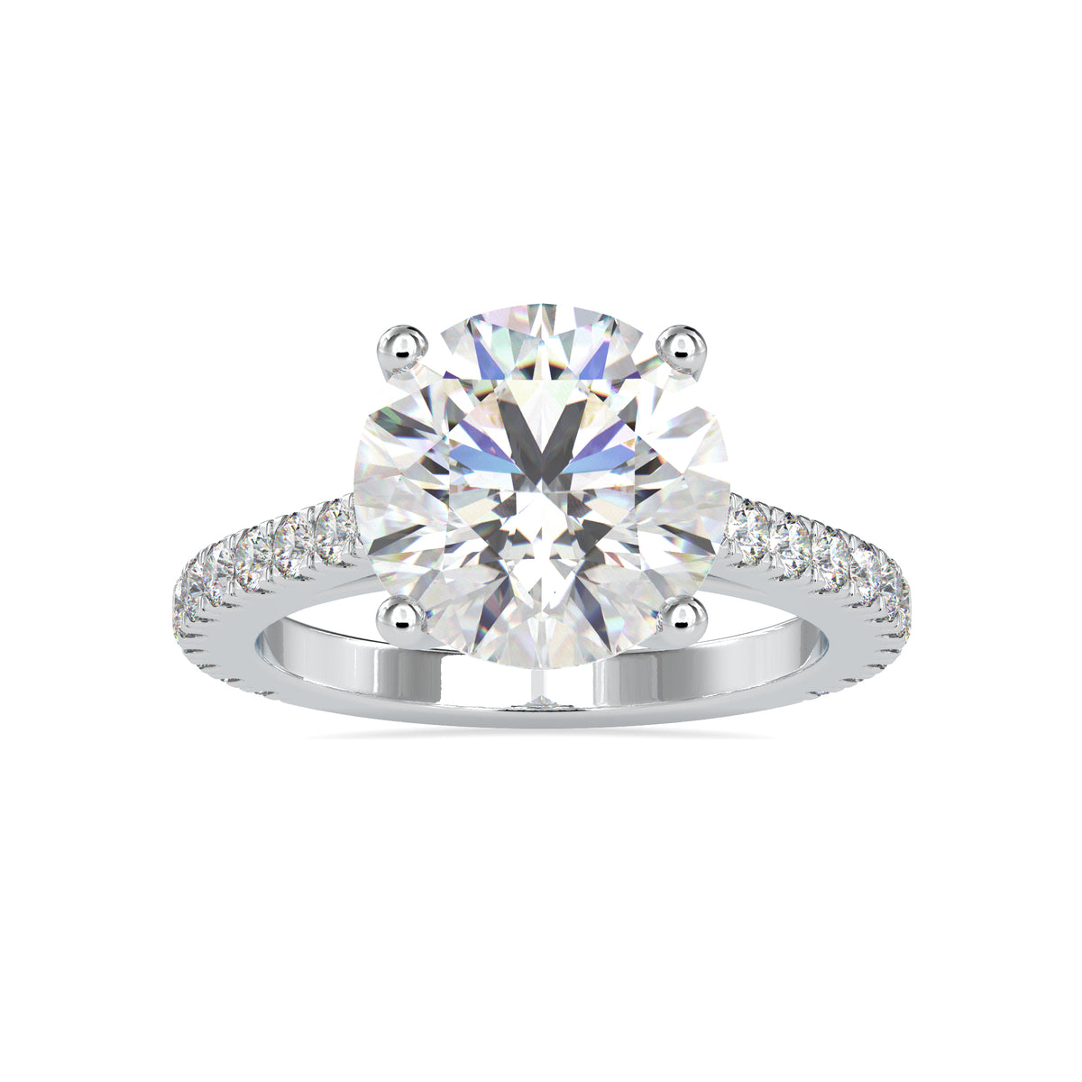 Forever Glamour Round Shape Brilliant Cut Diamond Cathedral Setting Solitaire Ring