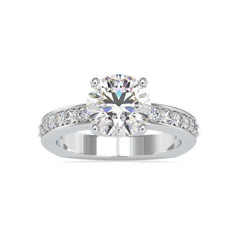 Regal Radiance Round Shape Brilliant Cut Diamond Side Multi Stone Channel Set Solitaire Ring