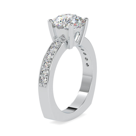 Regal Radiance Round Shape Brilliant Cut Diamond Side Multi Stone Channel Set Solitaire Ring