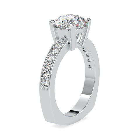 Regal Radiance Round Shape Brilliant Cut Diamond Side Multi Stone Channel Set Solitaire Ring