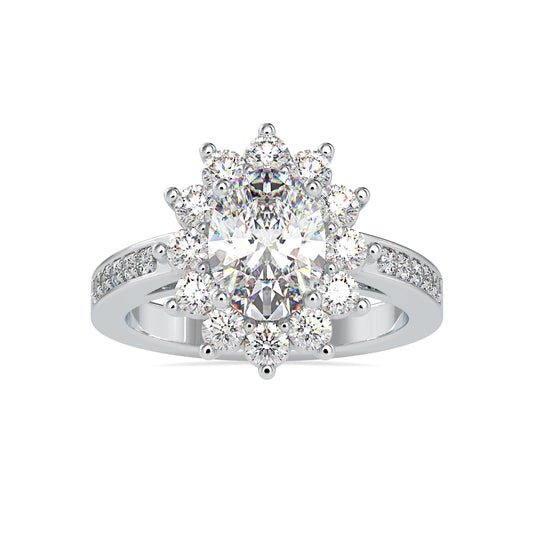 Eternal Enchantment Oval Shape Brilliant Cut Diamond Cluster Set Decorative Halo Type Ring