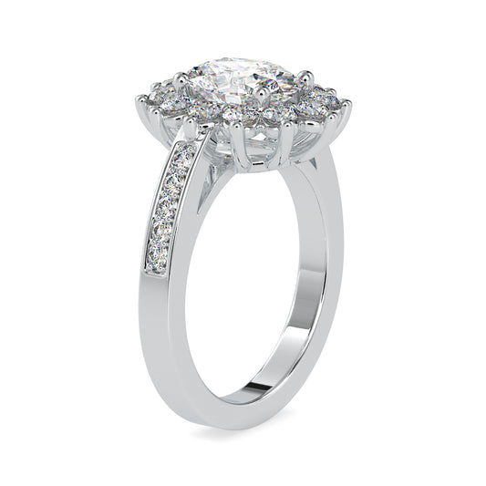 Eternal Enchantment Oval Shape Brilliant Cut Diamond Cluster Set Decorative Halo Type Ring