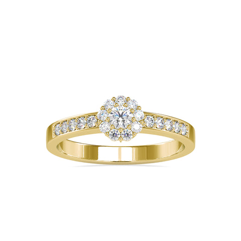 Elysian Round Shape Brilliant Cut Diamond Cluster Set Side Multi Stone Channel Set Ring