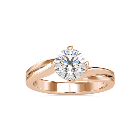 Enchantment Round Shape Brilliant Cut Diamond Crossover Set Solitaire Ring