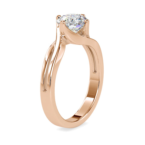 Enchantment Round Shape Brilliant Cut Diamond Crossover Set Solitaire Ring