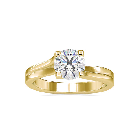 Opulence Round Shape Brilliant Cut Diamond Cross Prong Set Artistic Solitaire Ring