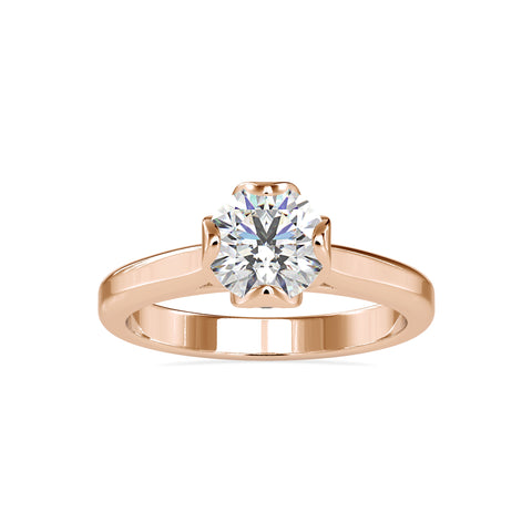 Opulent Elegance Round Shape Brilliant Cut Diamond Classic Prong Set Solitaire Ring