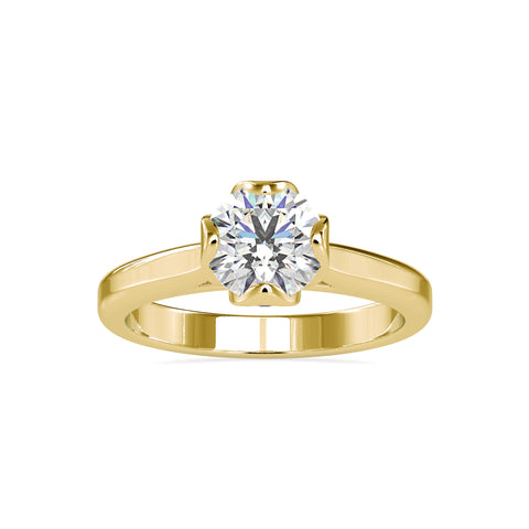 Opulent Elegance Round Shape Brilliant Cut Diamond Classic Prong Set Solitaire Ring