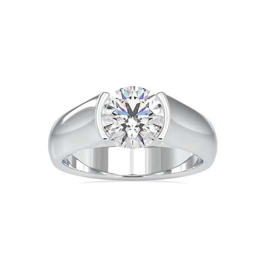 Regal Radiance Round Shape Brilliant Cut Diamond Semi Bezel Alluring Solitaire Ring