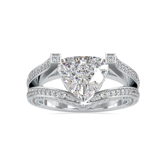 Sparkling Splendour Trillion Shape Brilliant Cut Diamond Split Shank Stunning Hidden Halo Ring