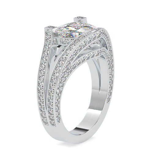 Sparkling Splendour Trillion Shape Brilliant Cut Diamond Split Shank Stunning Hidden Halo Ring