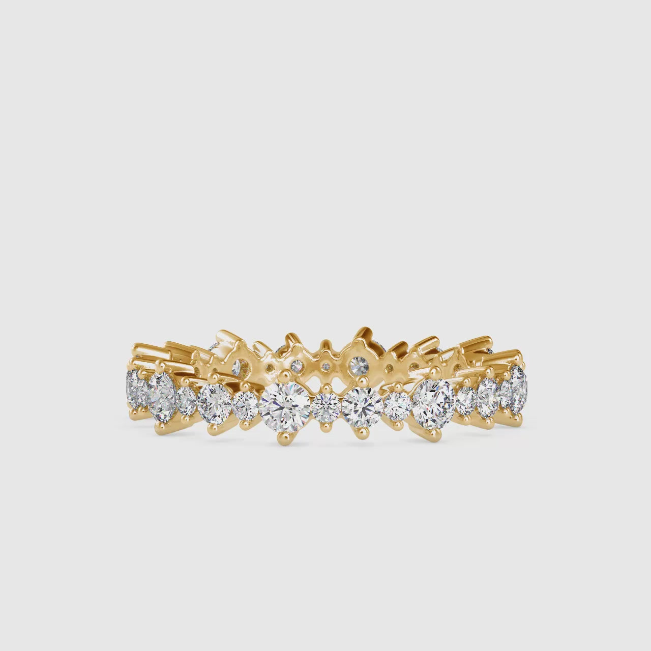 Grandeur Round Shape Brilliant Cut Diamond Alternating Eternity Band