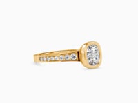 Timeless Love Bezel Set Cushion Shape Diamond Channel Setting Ring