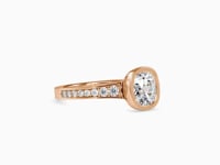 Timeless Love Bezel Set Cushion Shape Diamond Channel Setting Ring