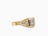 Timeless Love Bezel Emerald Shape Diamond Two Side Pear Stone Channel Set Ring