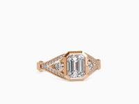 Timeless Love Bezel Emerald Shape Diamond Two Side Pear Stone Channel Set Ring