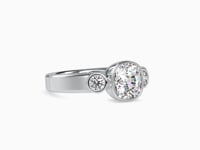 Pure Elegance Cushion Shape Diamond Side Round Diamond Bezel Setting Ring