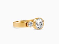 Pure Elegance Cushion Shape Diamond Side Round Diamond Bezel Setting Ring