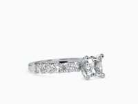 Majestic Sparkle Princess Shape Diamond Wide Multi Stone Prong Setting Solitaire Ring