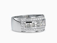 Sparkling Triple Row Channel Setting Princess And Round Shape Diamond Becorative Band