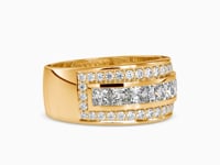 Sparkling Triple Row Channel Setting Princess And Round Shape Diamond Becorative Band