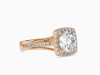 Classic Elegance Round Shape Diamond Halo With Side Multi Stone Channel Set Ring