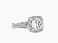 Classic Elegance Round Shape Diamond Halo With Side Multi Stone Channel Set Ring