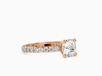 Timeless Treasure Cushion Shape Diamond With Side Round Stone Solitaire Ring