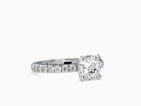 Timeless Treasure Cushion Shape Diamond With Side Round Stone Solitaire Ring