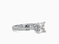 Elegance Eternal Princess Shape Diamond With Side Multi Stone Channel Set Solitaire Diamond