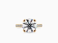 Dazzling Round Shape Brilliant Cut Diamond Side Prong Set Multi Stone Solitaire Ring