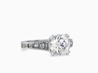 Elysian Round Shape Brilliant Cut Diamond With Side Baguette Stone Solitaire Ring