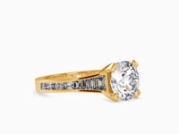 Elysian Round Shape Brilliant Cut Diamond With Side Baguette Stone Solitaire Ring