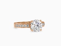 Regal Radiance Round Shape Brilliant Cut Diamond Side Multi Stone Channel Set Solitaire Ring