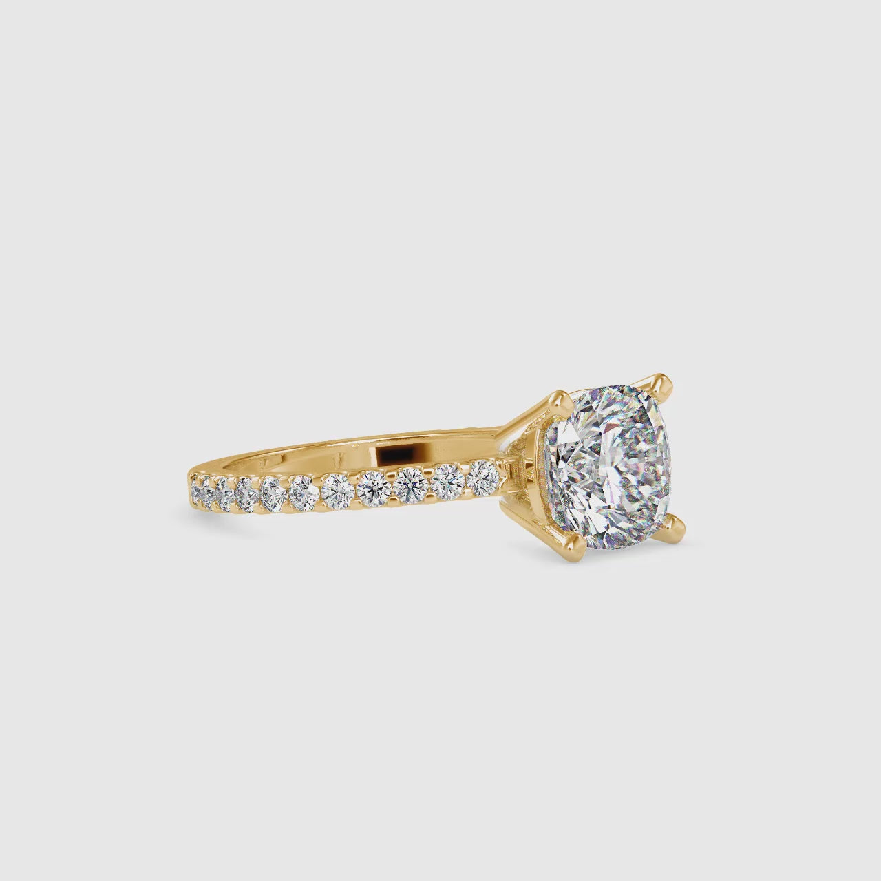 Eternal Elegance Cushion Shape Brilliant Cut Diamond Cathedral  Channel Setting Ring