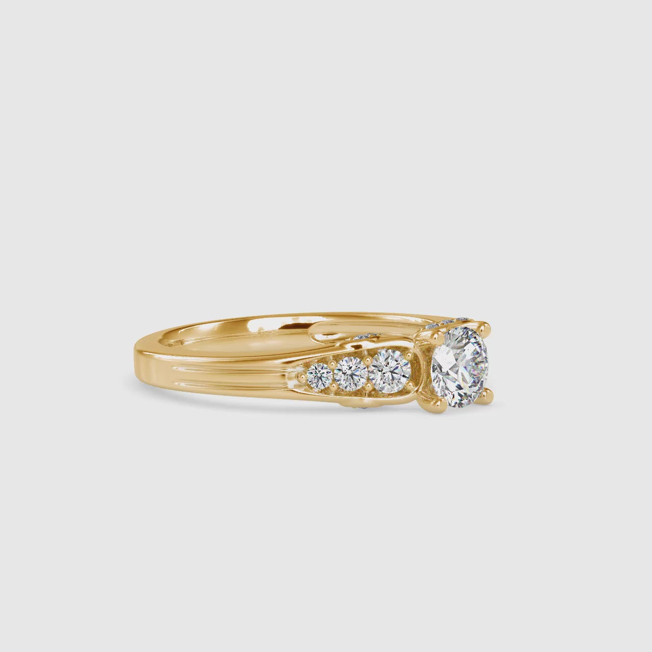 Royal Round Shape Brilliant Cut Diamond Petite Bar Setting Vintage Ring