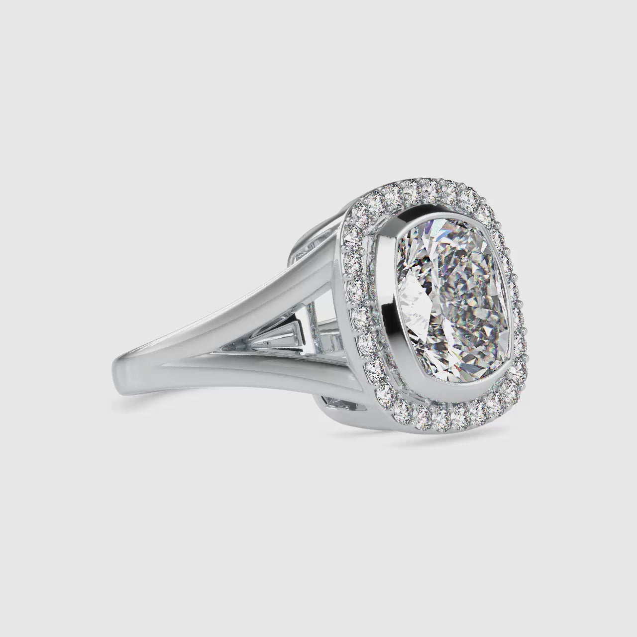 Luxe Brilliance Cushion Shape Diamond Halo Engagement Ring