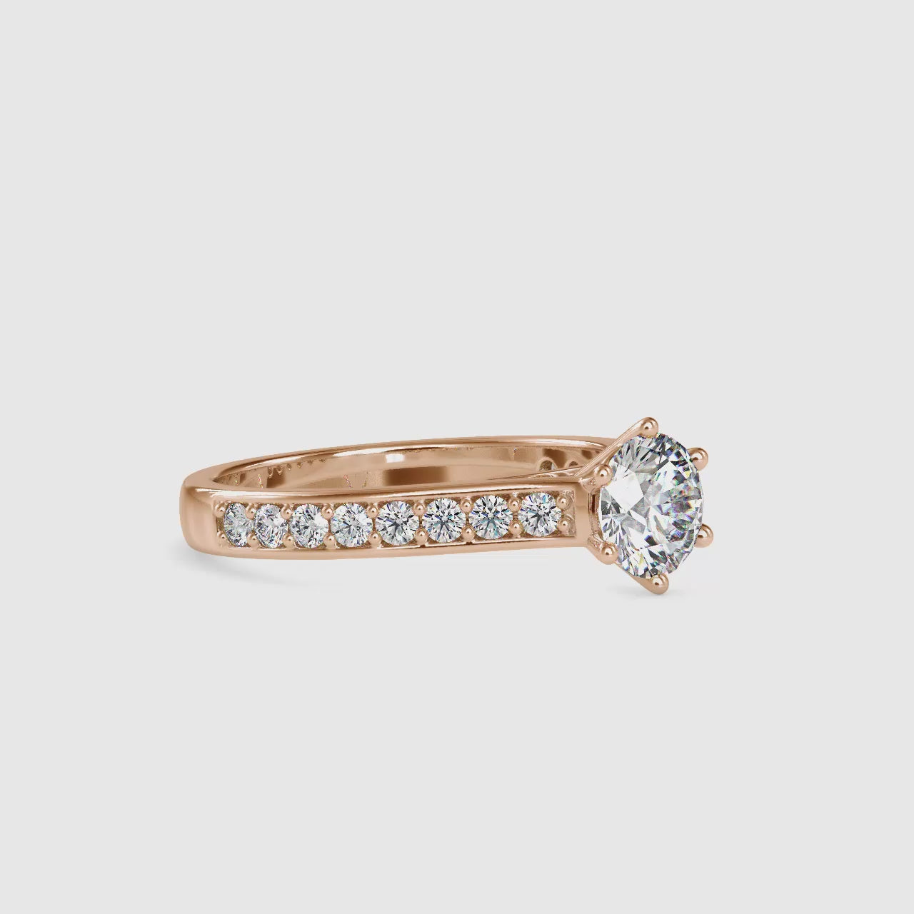 Aristocratic Round Shape Brilliant Cut Diamond Cathedral Channel setting Solitaire Ring