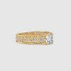 Regal Radiance Round Shape Brilliant Cut Diamond Vintage Leafy Solitaire Ring